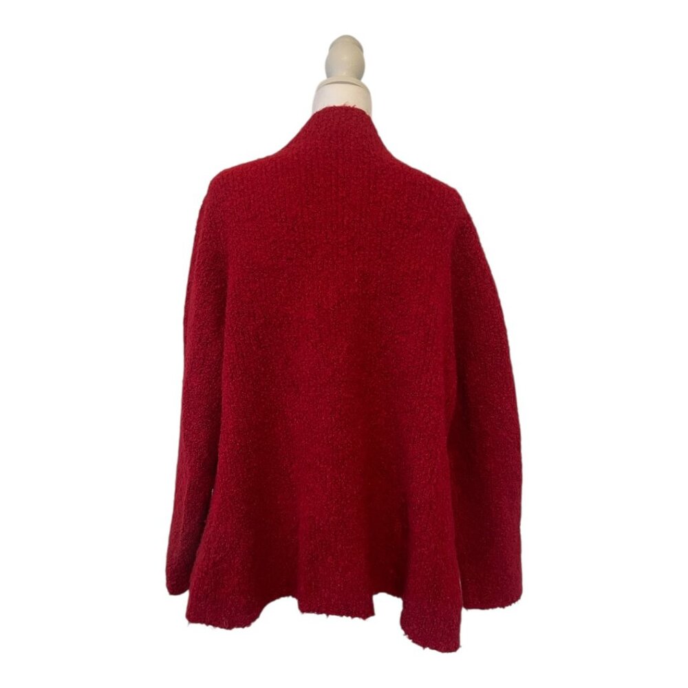 Designers Originals Vintage Open Style Wool Blend Deep Red Cardigan Jacket Sz L - Picture 6 of 8